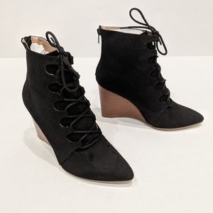 NEW Farylrobin suede wedge lace up boots